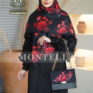 روسری یا شال  طرح گل و مرغ برند مونتلا ارسال رایگان به سراسر کش