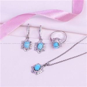 نیم ست فیروزه زنانه کد 9373