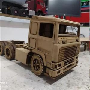 کیت ( قطعات برش خورده چوبی پازلی لیزری  ساخت ماکت volvo  f12 کشنده )