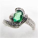 انگشتر نقره ایتالیا با نگین زمرد اصل Natural Emerald