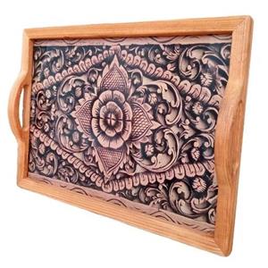 سینی چوبی کف شیشه ای طرح دار زینو 8