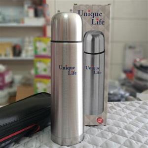 فلاسک استیل یونیک لایف 750 میلی لیتری با کیف حمل همراه چرمی و فلاسک یک نفره
