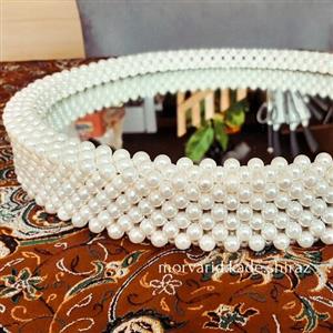 سینی مرواریدی گرد کف آینه 30 سانتیمتری