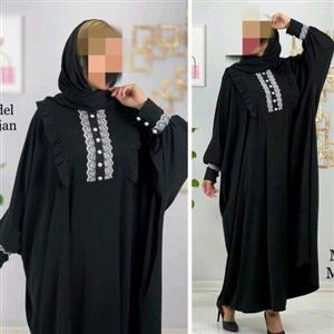 مانتو عبایی گیپور دار جلو بسته