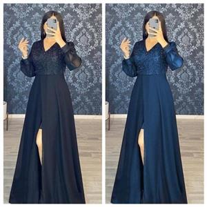 ماکسی مجلسی پریزاد (فری سایز 40 تا 46 ) - لباس مجلسی- پیراهن مجلسی- جنس کرپ کش و تور لمه راه راه - ماکسی مجلسی