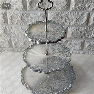 شیرینی خوری کریستالی 3 طبقه  رزینی  جدید و لاکچری 