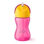 لیوان نی دار مدرن دسته دار اونت 300ml avent صورتی