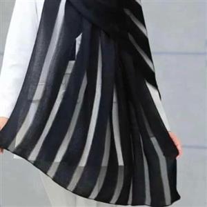 شال مشکی راه راه حریر مجلسی