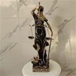 مجسمه برنزی مدل بانوی عدالت بزرگ مشکی طلایی کد 2849