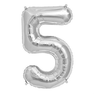 بادکنک فویلی عدد 5 نقره ای 32 اینچ