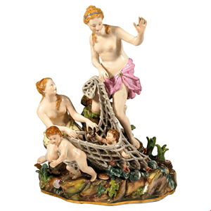 مجسمه دست ساز دکوری چینی آنتیک قدیمی Meissen Mythological Group Catch Of The Triton by Kaendler Germany c 1850 