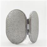 آینه آرایشی کیفی دو طرفه بیضی اکلیلی نقره ای Double-sided oval wreath makeup mirror silver