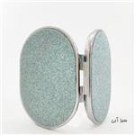 آینه آرایشی کیفی دو طرفه بیضی اکلیلی سبز آبی Double-sided oval wreath makeup mirror blue green