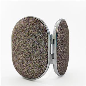 آینه آرایشی کیفی دو طرفه بیضی اکلیلی هفت رنگ Double-sided oval wreath makeup mirror silver seven colors