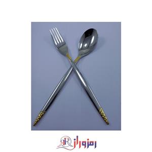 سرویس قاشق و چنگال 24 نفره 120 پارچه یونیک نیمه طلایی طرح توتفرنگی