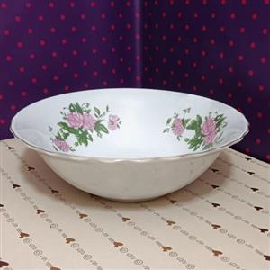 کاسه سوپ خوری چینی پهن گلسرخی پنج ستاره اصل کشور چین لب طلا کنگره دار 6عددی