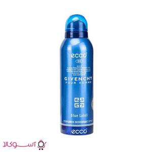 اسپری مردانه آمور اکو مدل givenchy pour homme blue label حجم 200 میل