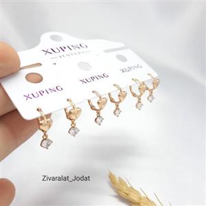 گوشواره  ظریف  نگین دار طرح قلب دخترانه ژوپینگ کدG1