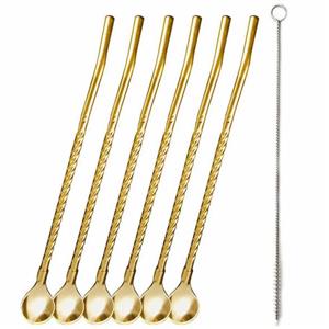 قاشق شربت خوری نی دار یونیک لایف طلایی 6 عددی