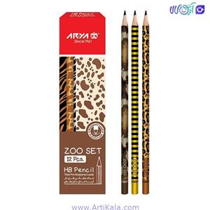 مداد مشکی آریا مدل باغ وحش بسته 12عددی