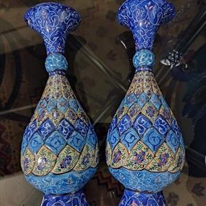 یک جفت گلدان 25سانتی مینا روی مس