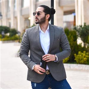 تک کت مردانه خاکستری کد 12698