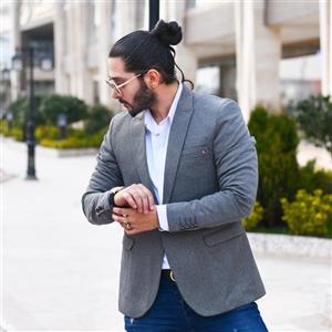 تک کت مردانه طوسی کد 12685