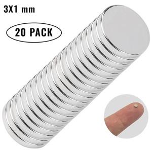 آهنربا نئودیمیوم سوپر مگنت دیسک سایز 3x1mm میلیمتر  بسته 20 عددی