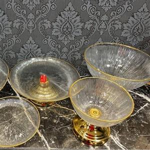 سرویس پذیرایی سولو پایه دار ابکاری فورتیک 16 پارچه رنگ طلایی