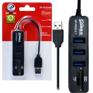 هاب USB 2.0 سه پورت وکارت خوان ایکس پی مدل XP-HC834E