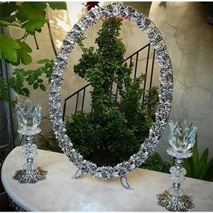 سرویس آینه شمعدان عقد، گل رز روکش نقره، رنگ ثابت و کیفیت عالی با طراحی خاص و جدید