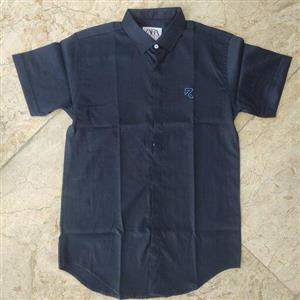 پیراهن مردانه آستین کوتاه سرمه ای سیر