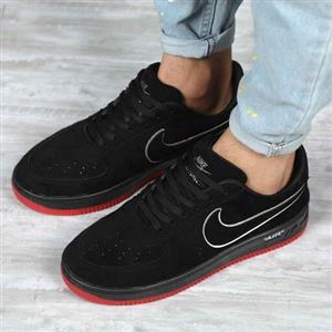 کتونی مردانه نایکی NIKE مدل AIRFORCE مشکی زیره قرمز اسپرت