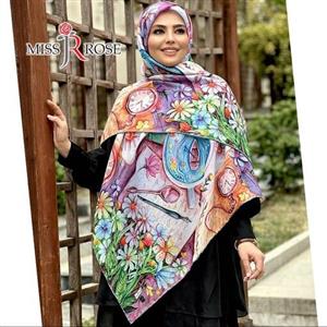 روسری نخی - بهاره - قواره 140 - دور دست دوز - ارسال رایگان - برند میس رز کد N5
