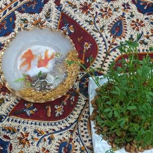 🐠حوضچه ماهی رزینی 🐠جذابیت سفره هفت سین 😍 پیاله رزین دورنگ .ماهی ترانسفر