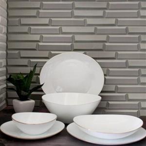 سرویس ارکوپال بیضی لب طلایی با سرویس پذیرایی بیضی دور طلا قالب بیضی مقصود  26 پارچه ارکوپال بیضی 6 نفره