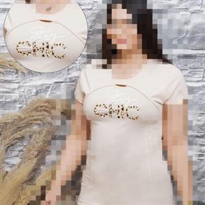 تیشرت زنانه پنبه سوپر مدل دار جلو چاپ