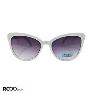 عینک آفتابی گربه ای بچه گانه با فریم سفید رنگ و لنز دودی مدل 3086