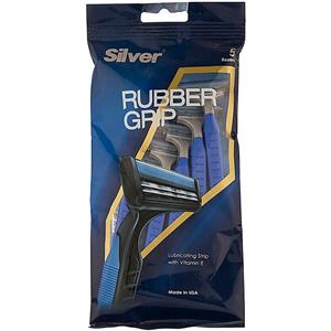 بسته 3 عددی خود تراش مردانه 2 لبه Rubber Grip سیلور 5 عددی