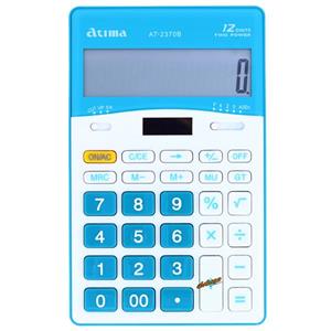 ماشین حساب رومیزی سفید آبی 12 رقمی مدل AT-2370B آتیما ATIMA