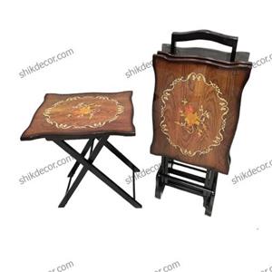 میز عسلی تاشو چمدانی طرح گل دایره