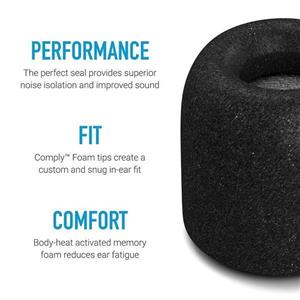 Comply Foam Premium Earphone Tips – Isolation T-100 Black 3 Pair S/M/L 