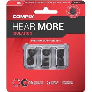 Comply Foam Premium Earphone Tips Isolation T 100 Black 3 Pair M 