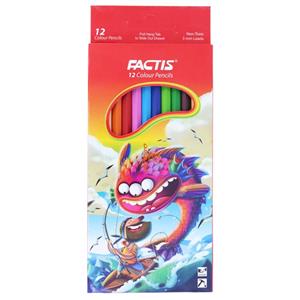 مداد رنگی 12 رنگ جعبه مقوایی طرح اژدهای قرمز فکتیس FACTIS