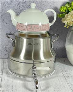 کتری و قوری سماوری شیردار طرح یونیک دسته استیل جور یونیورس TM1200