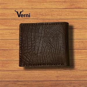 کیف پول جیبی مردانه چرم طبیعی(قهوه ای) دست دوز ورنی چرم()