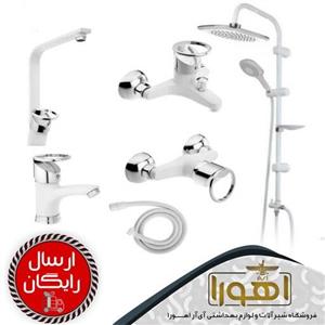 پک شیرآلات مدل لوکا سفید کروم مجموعه6عددی