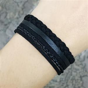 دستبند چرمی زنانه افرا، چرم طبیعی و مصنوعی قابل تنظیم