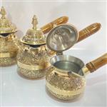 قهوه جوش برنجی وارداتی هندی با کیفیت عالی مدل درب دار در دو رنگ سیلور و طلایی