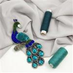 گل سینه جواهردوزی دست ساز طاووس کد 030